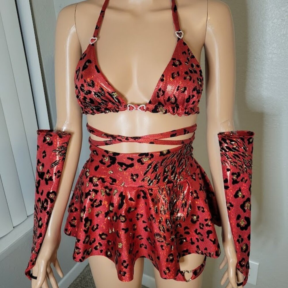 *SOLD* New Red Sparkle Cheetah Festival Set - OOAK